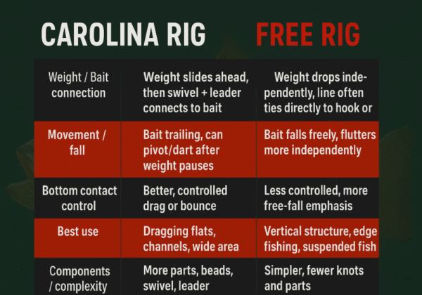 What is the Difference Between Carolina Rig and Free Rig